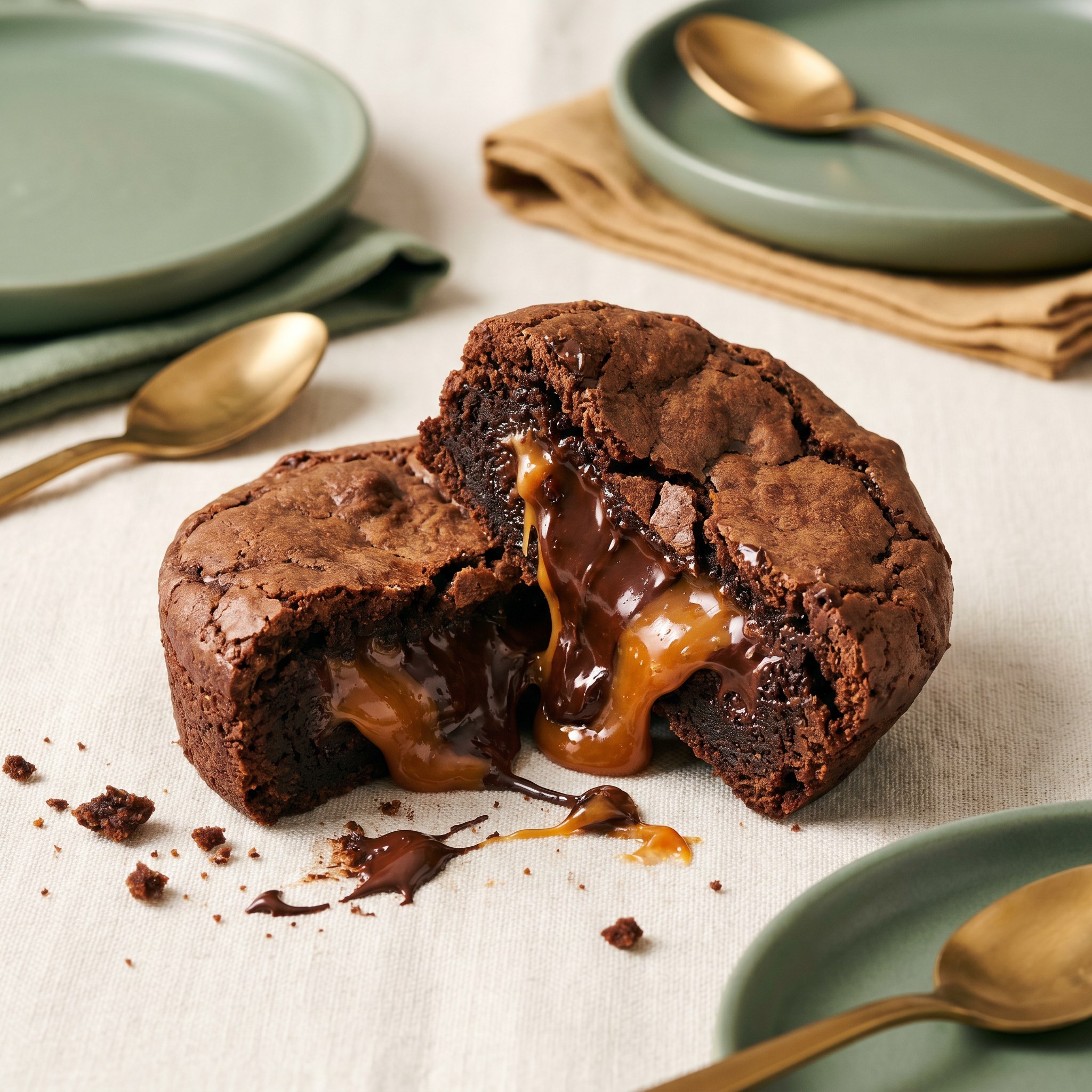 Gooey stuffed brownies with molten centre