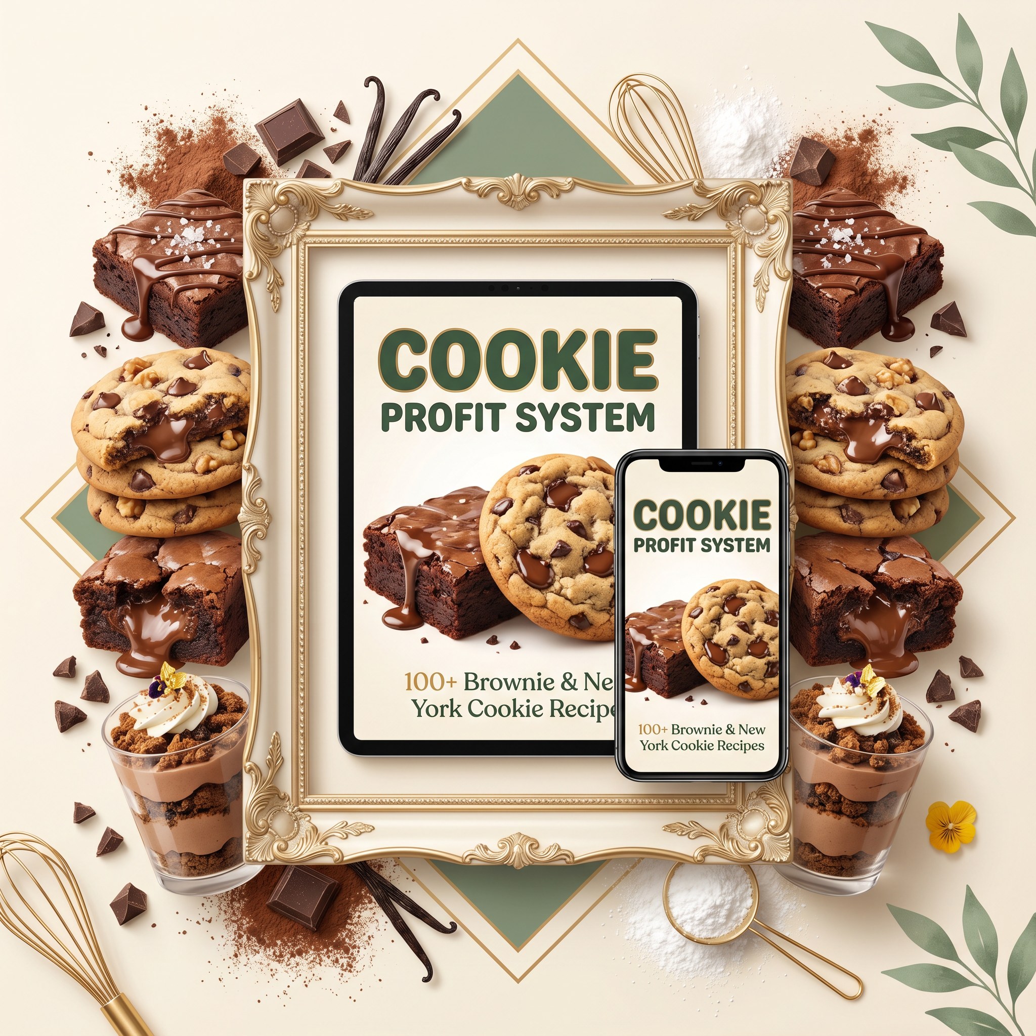 Home baker holding a tray of fresh brownies and giant cookies
